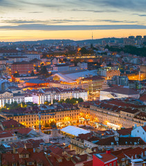 Obraz premium Night Lisbon downtown cityscape Portugal