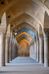 Columns in Masjed-e Vakil mosque (Zand period, 18th century). Shiraz, Iran.