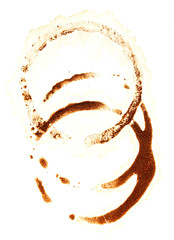 Stains from a glass with coffee on a white background