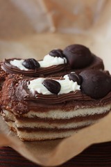 Delicious cakes with chocolate for Breakfast close up