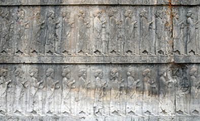 Ancient relief. Persepolis (6th-4th century BC), capital of the Achaemenid Empire (World Heritage Site since 1979), Iran.