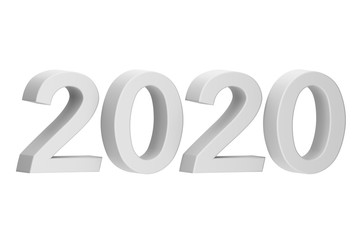 White number 2020 for Happy New Year or Merry Christmas - cartoon 3d render flat style