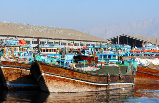 Authentic iranian boats. Port of Bandar Abbas, Persian Gulf, Iran.