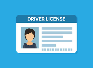 Car driver license woman flat icon