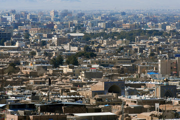 Panorama of Kerman town, Iran.