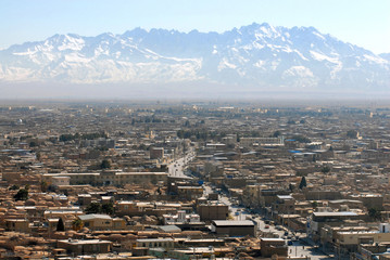 Panorama of Kerman town, Iran.