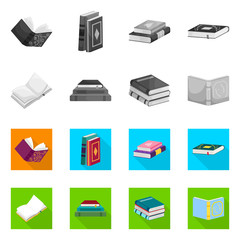 Vector design of training and cover symbol. Set of training and bookstore stock symbol for web.