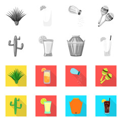 Vector design of cafe and Latin sign. Collection of cafe and national vector icon for stock.