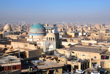 Panorama of Yazd. View from Amir Chakhmaq Complex. Iran.