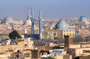 Naklejka premium Panorama of Yazd and view at Jameh mosque. Iran.