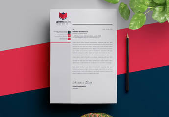 Minimalist Letterhead Layout with Red Accent