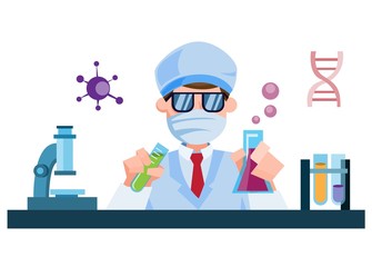 the scientist working research in laboratory flat illustration vector