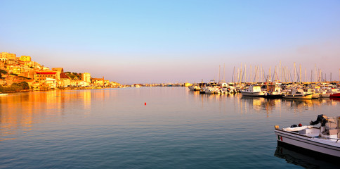 view of the harbor in Sciacca Sicily Italy © maudanros