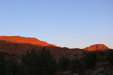 sunset in desert mountains
