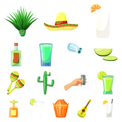 Isolated object of Mexico and tequila icon. Collection of Mexico and fiesta vector icon for stock.