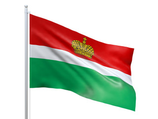 Kaluga oblast (Federal subject of Russia) flag waving on white background, close up, isolated. 3D render