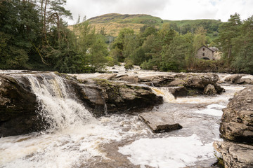 Waterfall in the highlands in Scotland