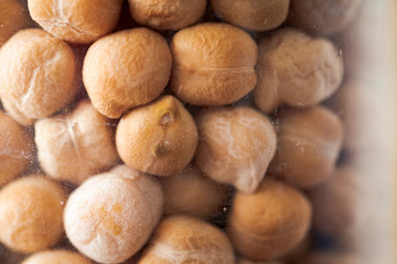 bottled organic chickpeas ready to be sold