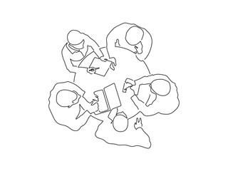 Business people isolated line drawing, vector illustration design. People using technology collection.