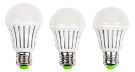 Energy saving LED light bulb set isolated on a white bakground