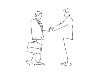 Business people isolated line drawing, vector illustration design. People using technology collection.