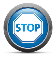 Stop sign icon premium blue round button vector illustration