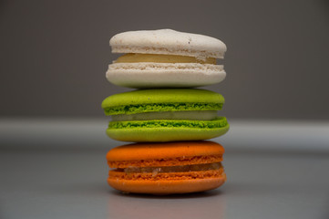 colorful macaroons on white background