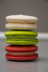 colorful macaroons on white background