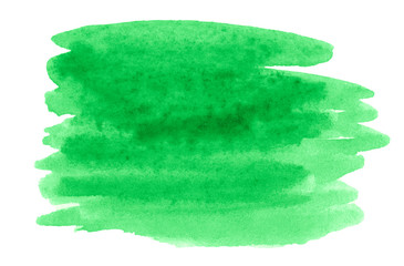 Watercolor green background with clear borders and divorces. Black and white watercolor brush stains. With copy space for text.