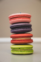 colorful macaroons on white background
