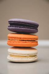 colorful macaroons on white background