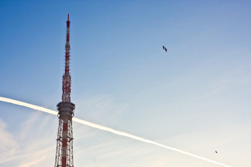 antenna on blue sky