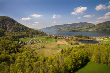 Fototapeta premium Aerial View to Lake Mondsee, Austria