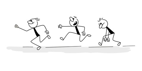 Doodle stick figure: Running men- Vector