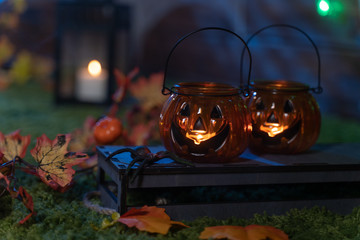 Halloween background, pumpkins