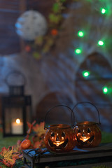 Halloween background, pumpkins