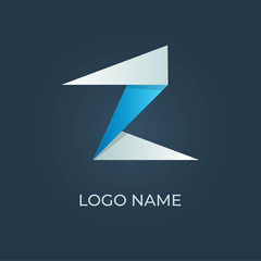 Letter Z origami logo isolated. Alphabet vector image