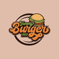 colored burger logos with lettering