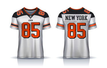 American Football jersey,t-shirt sport design template.uniform front and back view. © Nattanopdesign