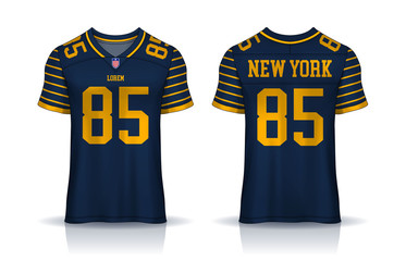 American Football jersey,t-shirt sport design template.uniform front and back view. © Nattanopdesign