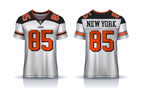 American Football jersey,t-shirt sport design template.uniform front and back view.
