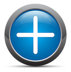 Plus icon premium blue round button vector illustration