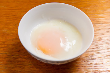 Soft boiled egg or onsen egg (onsen tamago, Hot spring egg, japanese style )