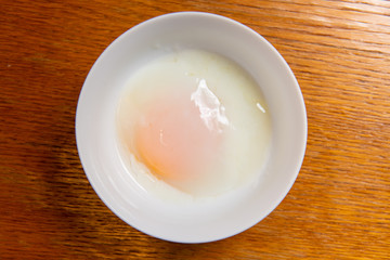 Soft boiled egg or onsen egg (onsen tamago, Hot spring egg, japanese style )