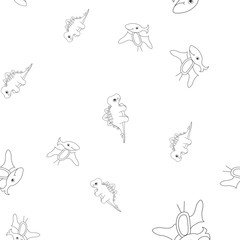 Stegosaurus and pterodactyl seamless pattern