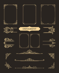 Classic ornament frame, Vintage border illustration