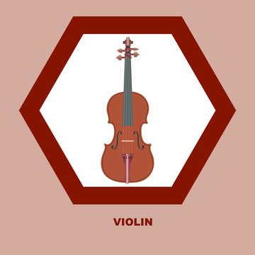 Vector illustration. Musical instrument. Violin icon.