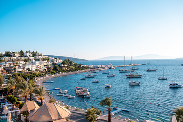 Bodrum Town, Turkey. aerial view panorama photo of Bodrum Downtown