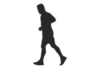 Fototapeta na wymiar Silhouette running.This is men run exercise for Health At area Stadium Outdoors on white background with clipping path.