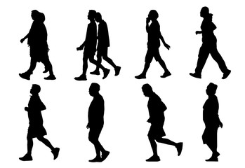silhouette male and female walking exercise for Health At area Stadium Outdoors.